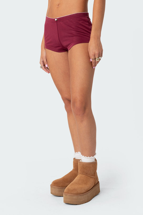 Edikted Monroe Micro Shorts Burgundy