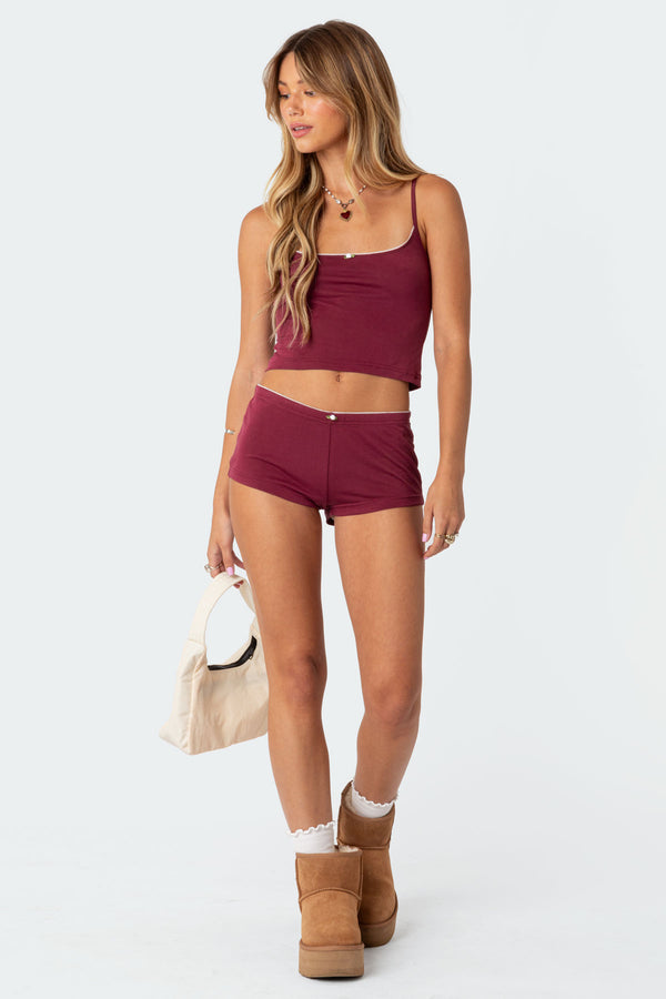 edikted Monroe Micro Shorts burgundy