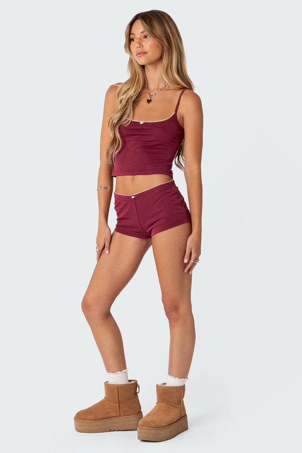 Edikted Monroe Micro Shorts Burgundy