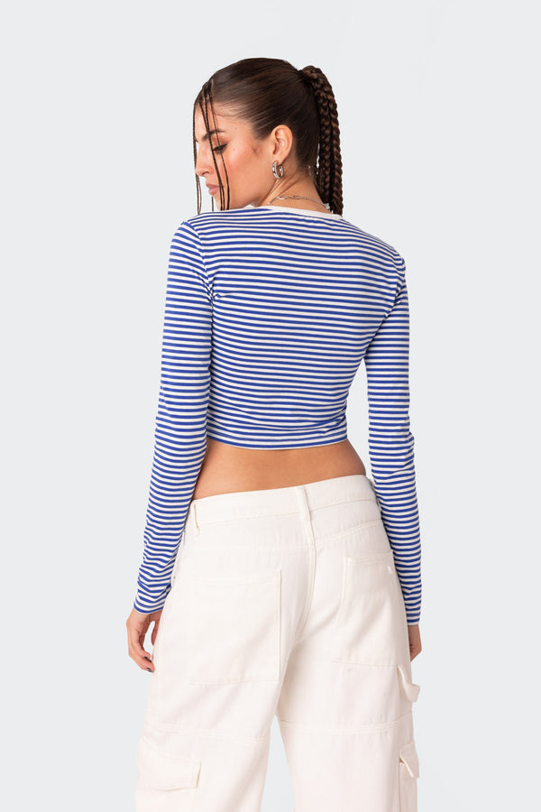 Edikted Montie Striped Long Sleeve T-Shirt Mix