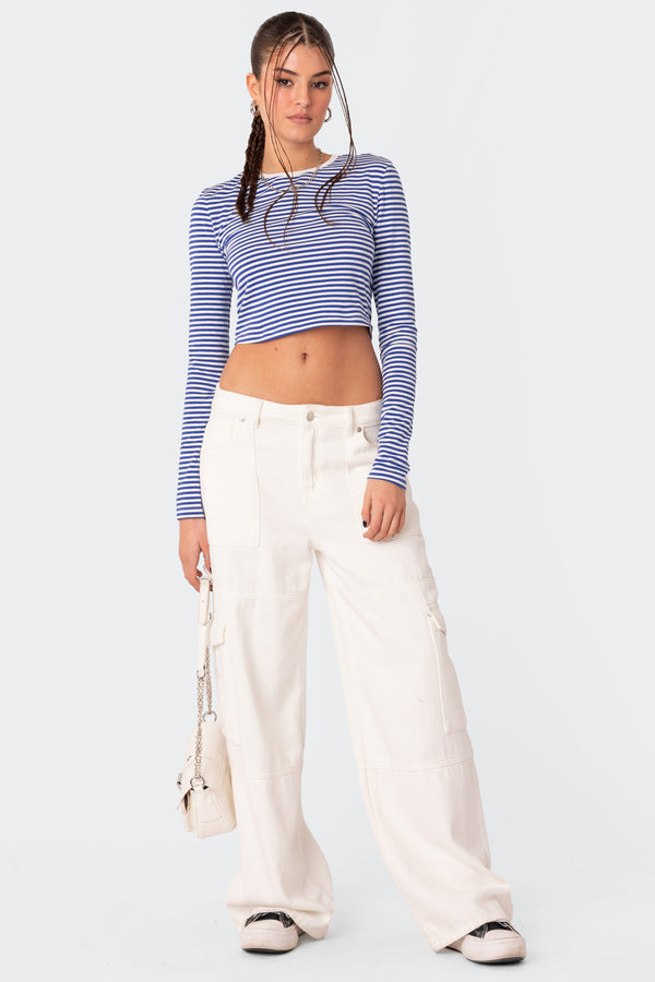 Edikted Montie Striped Long Sleeve T-Shirt Mix