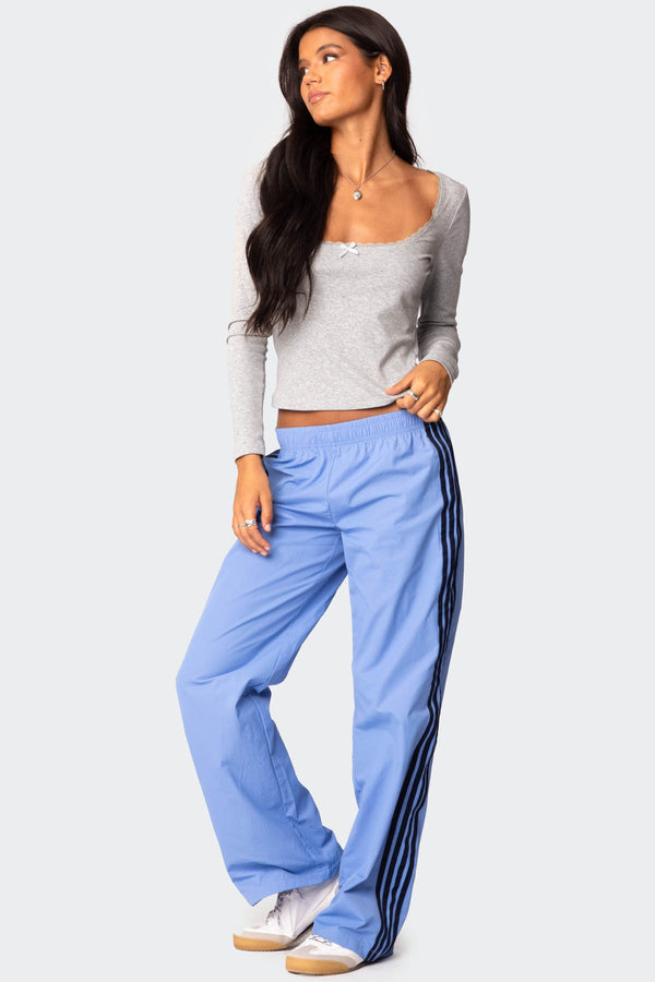 Edikted Mora Lace Trim Ribbed T Shirt Gray Melange