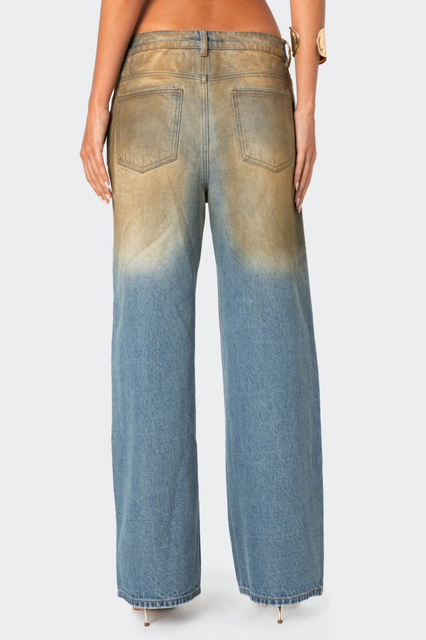 Edikted Muddy Washed Low Rise Jeans Blue Washed