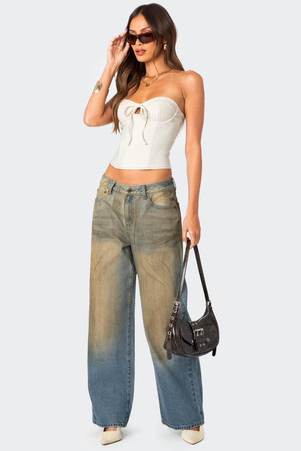 edikted Muddy Washed Low Rise Jeans blue washed
