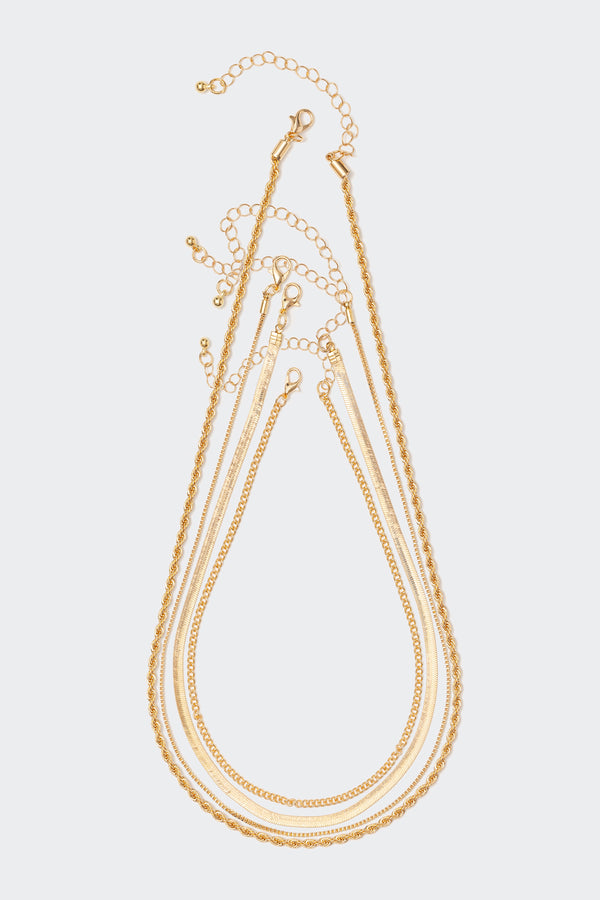Edikted Multi Chain Necklace Pack Gold