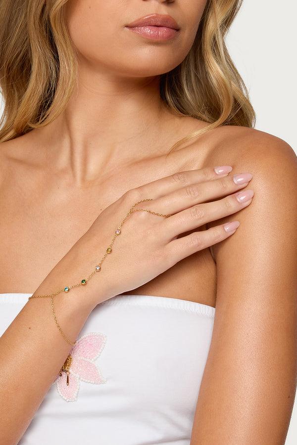Edikted Multicolor Charm Hand Chain Gold