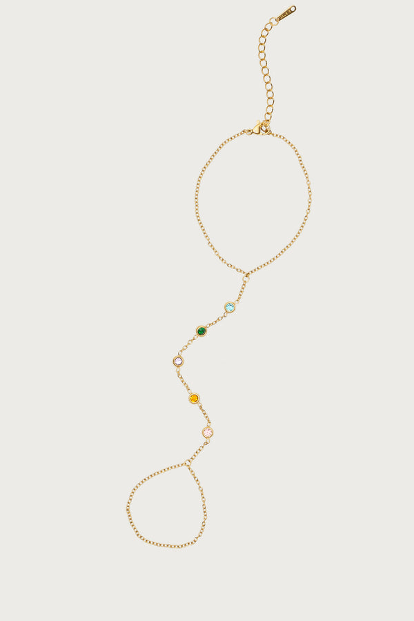 edikted Multicolor Charm Hand Chain gold