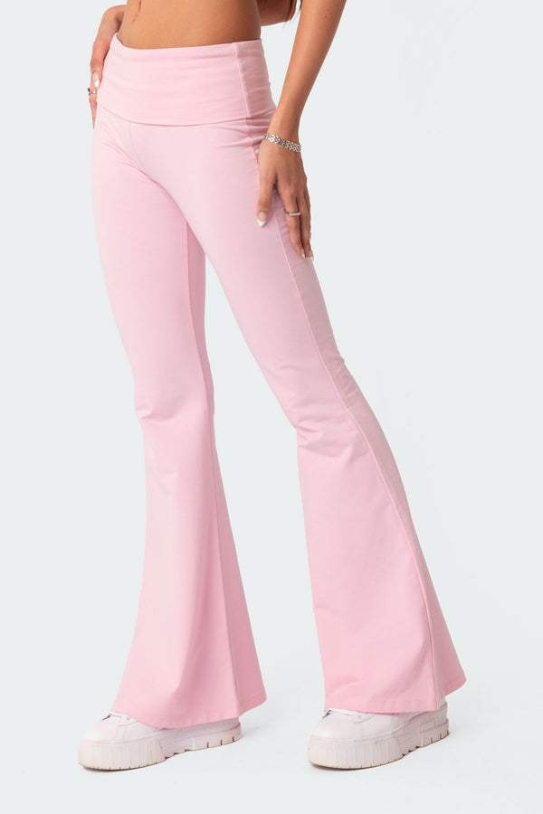 Edikted Naomi Flared Leggings Light Pink