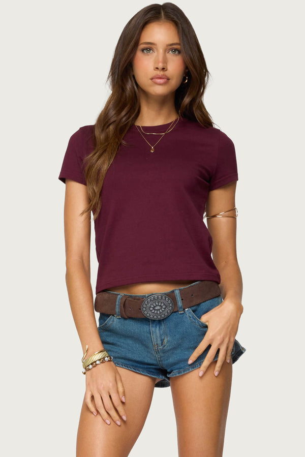 Edikted Natalie T Shirt Burgundy