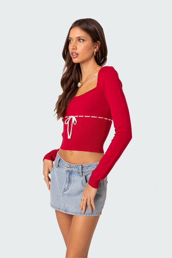 Edikted Natasha Knit Top Red