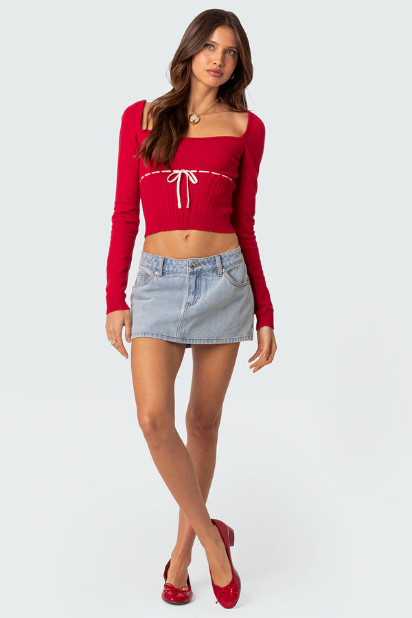 Edikted Natasha Knit Top Red