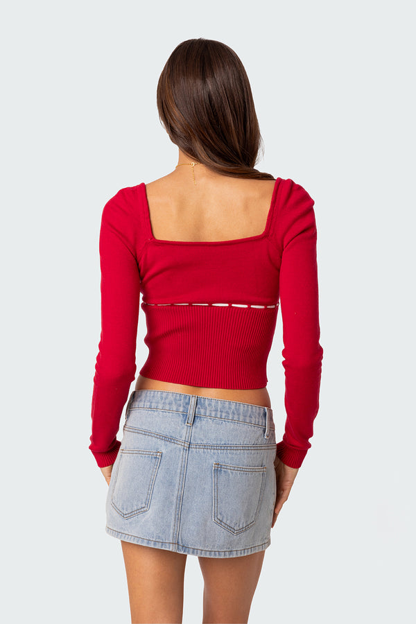 Edikted Natasha Knit Top Red
