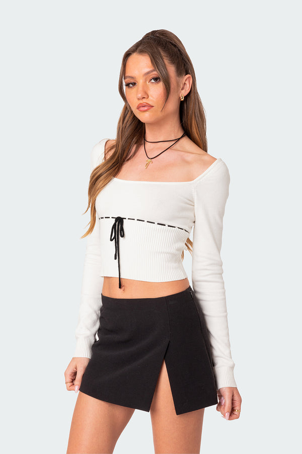 Edikted Natasha Knit Top White