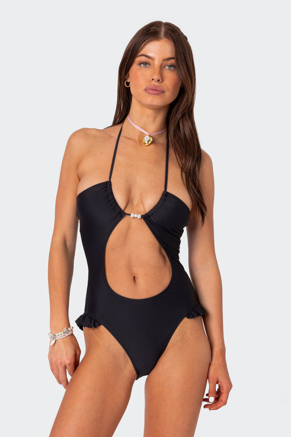 Edikted Nea Cut Out One Piece Swimsuit Black