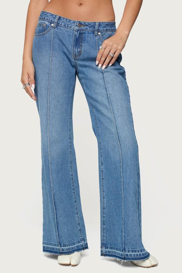 Edikted Nerissa Low Rise Flared Jeans Blue