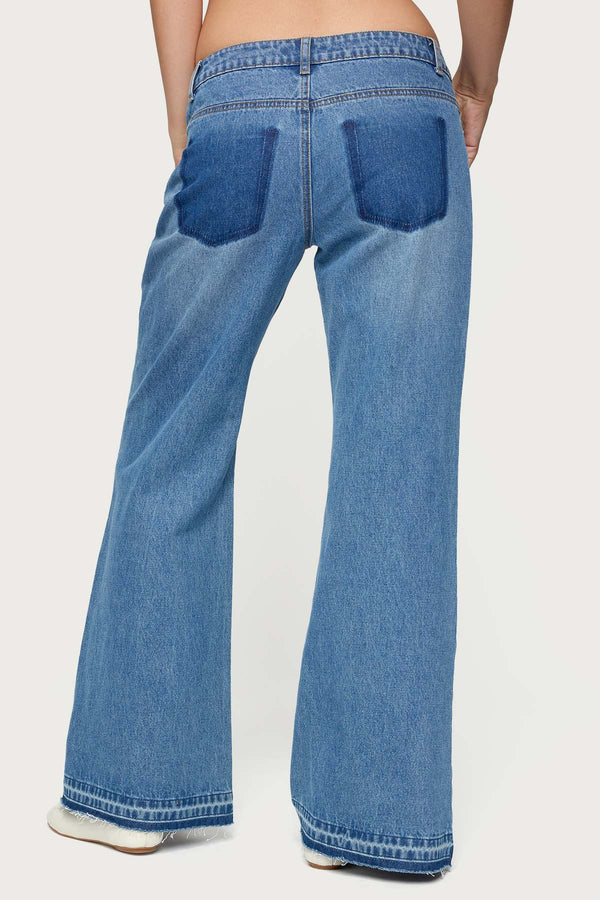 Edikted Nerissa Low Rise Flared Jeans Blue