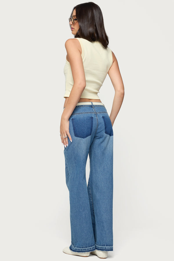 Edikted Nerissa Low Rise Flared Jeans Blue