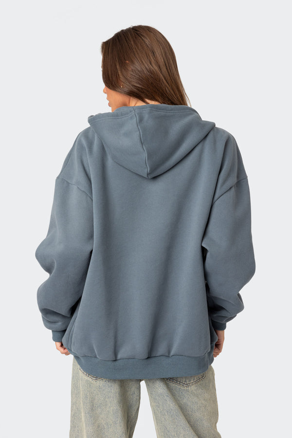 Edikted New York Angels Oversized Hoodie Blue