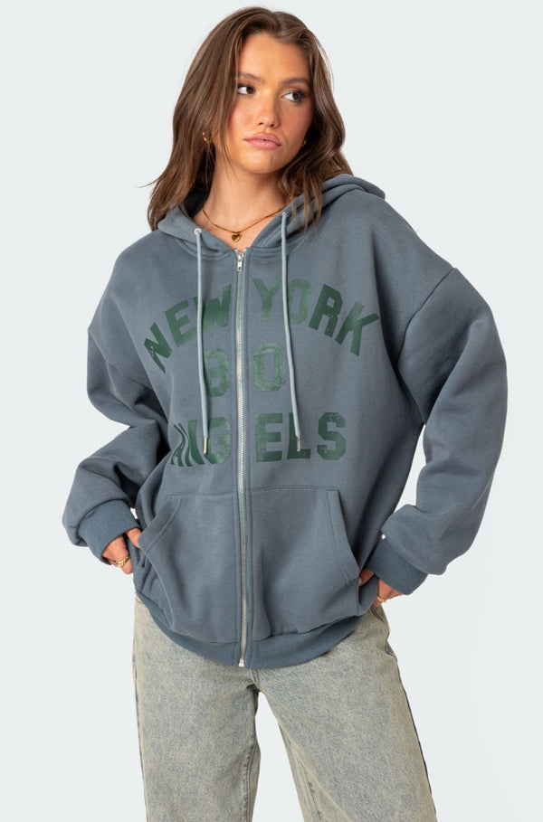 edikted New York Angels Oversized Hoodie blue