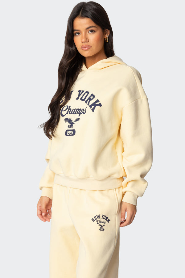 Edikted New York Champs Hoodie Yellow
