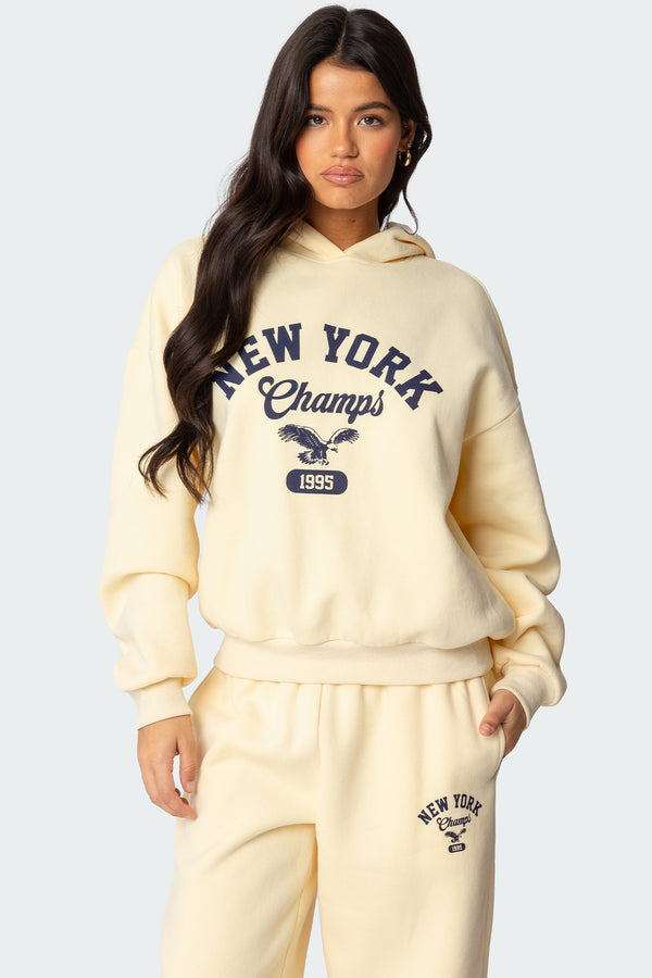 edikted New York Champs Hoodie yellow