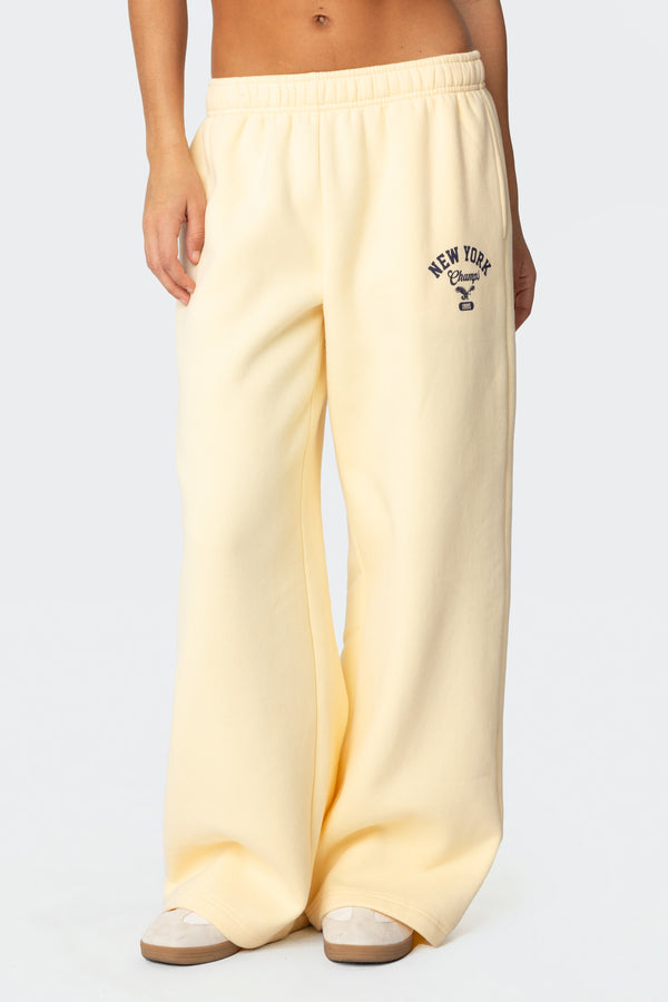 Edikted New York Champs Sweatpants Yellow
