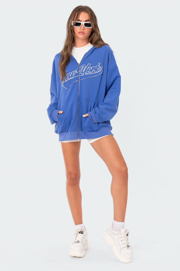edikted New York Oversized Hoodie blue