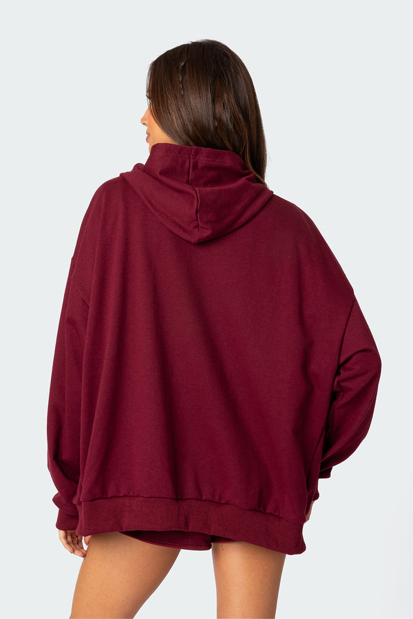 Edikted New York Oversized Hoodie Burgundy