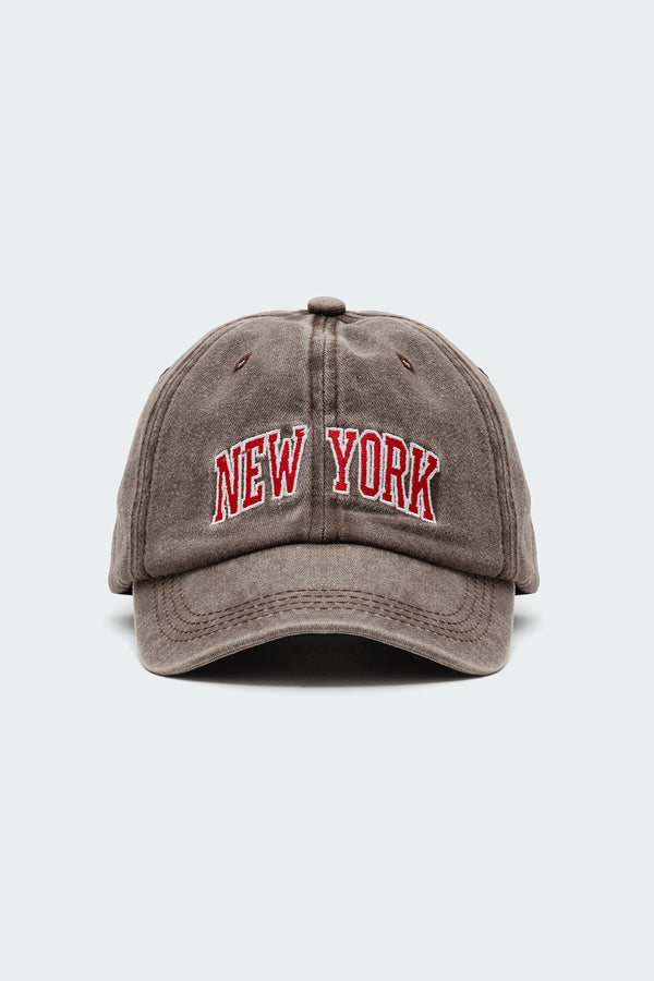 Edikted New York Washed Baseball Cap Brown Washed