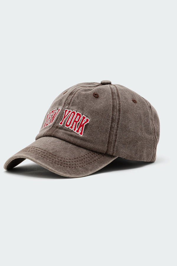 Edikted New York Washed Baseball Cap Brown Washed