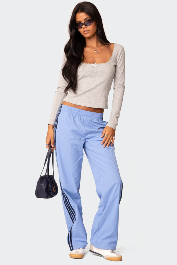 Edikted Nikki Nylon Pants Blue