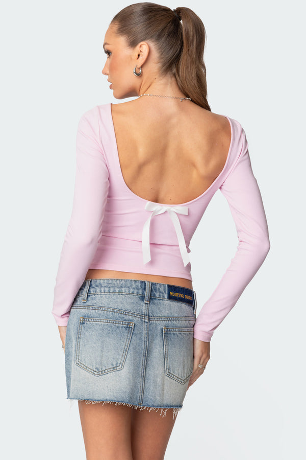 edikted Nila Backless Boat Neck Top pink
