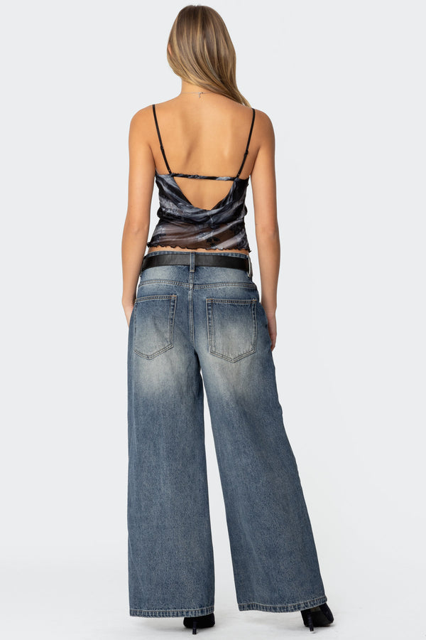 Edikted Nitney Printed Nylon Tank Top Black