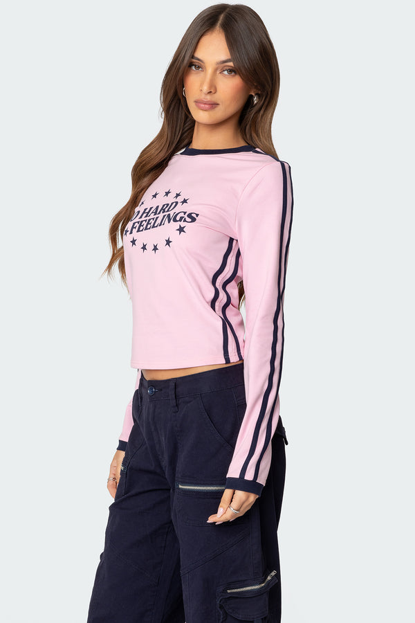 Edikted No Hard Feelings Long Sleeve T Shirt Pink