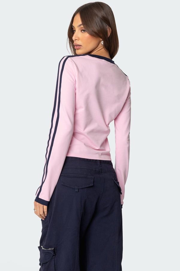 Edikted No Hard Feelings Long Sleeve T Shirt Pink