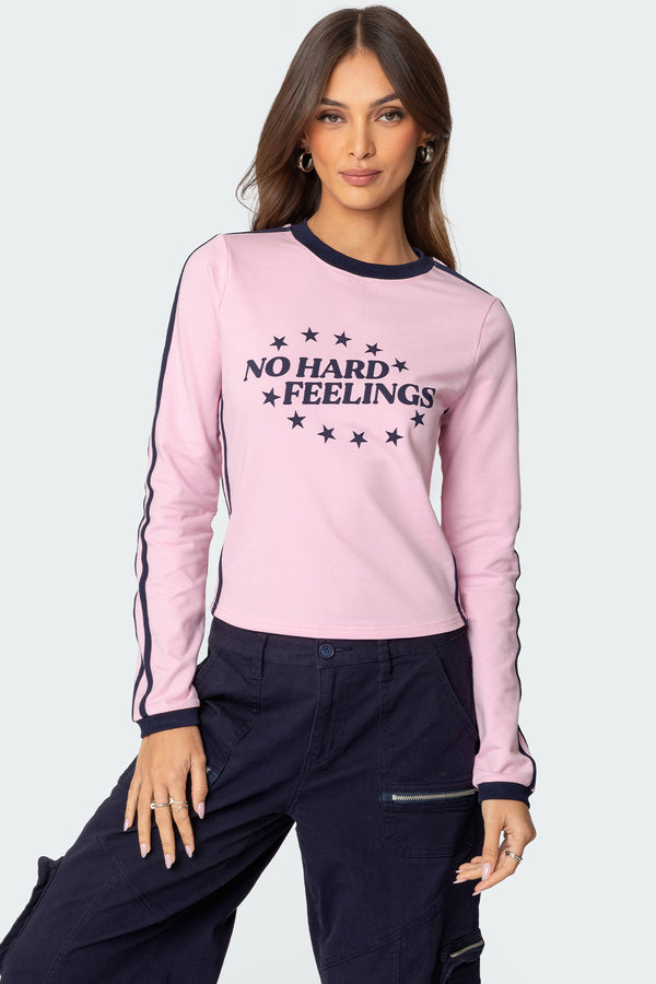 edikted No Hard Feelings Long Sleeve T Shirt pink