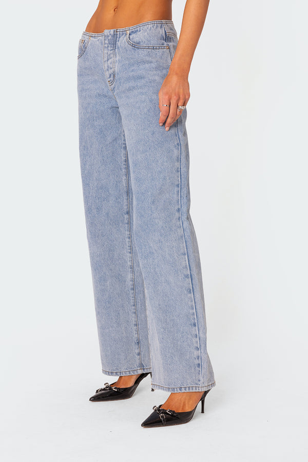 Edikted No Waistband Relaxed Jeans Light Blue