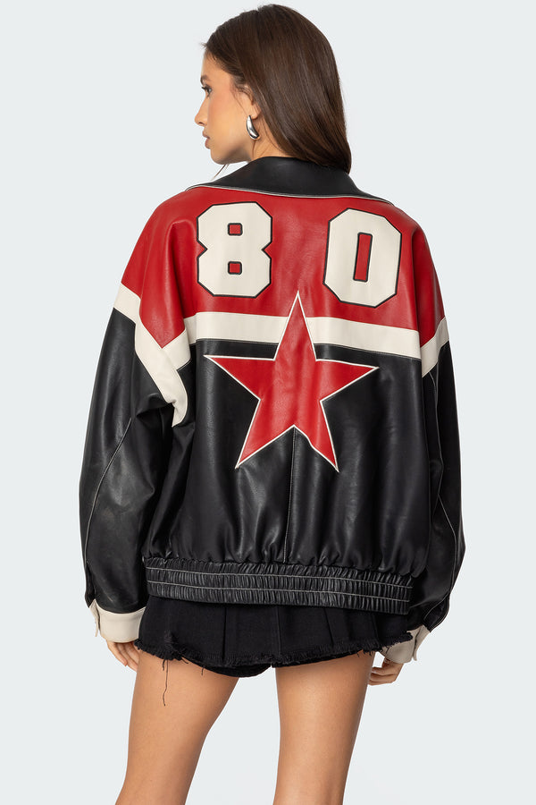 edikted North Star Faux Leather Jacket mix