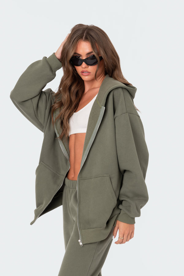 Edikted Nova Oversized Hoodie Olive