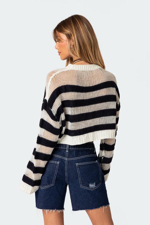 Edikted Novella Oversized Sweater White And Blue