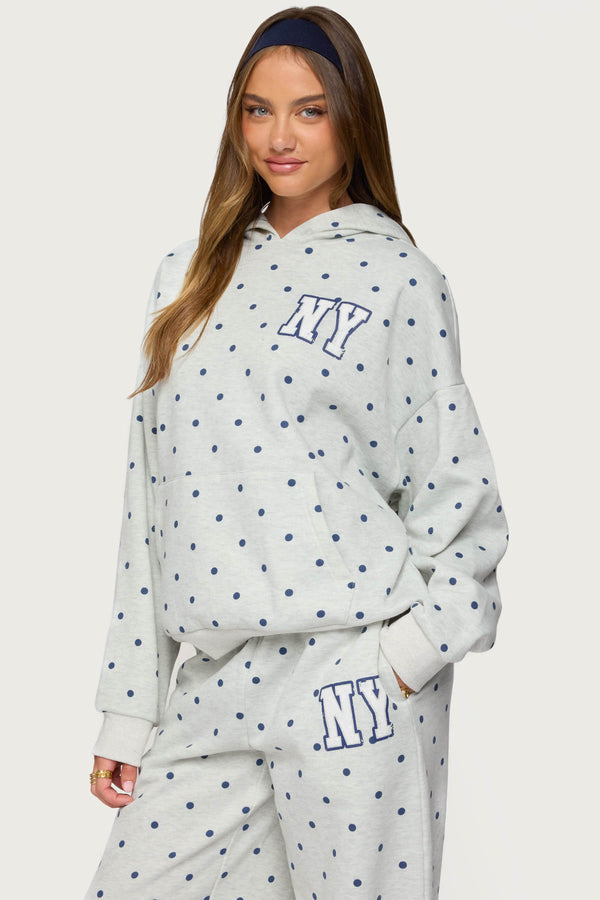 Edikted NY Babe Polka Dot Hoodie Gray Melange