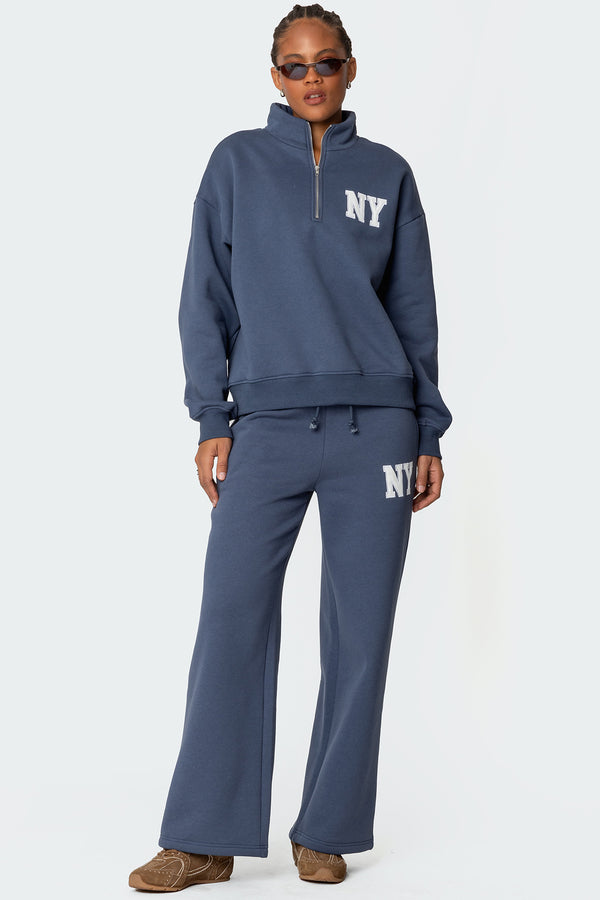 Edikted Ny Quarter Zip Sweatshirt Blue