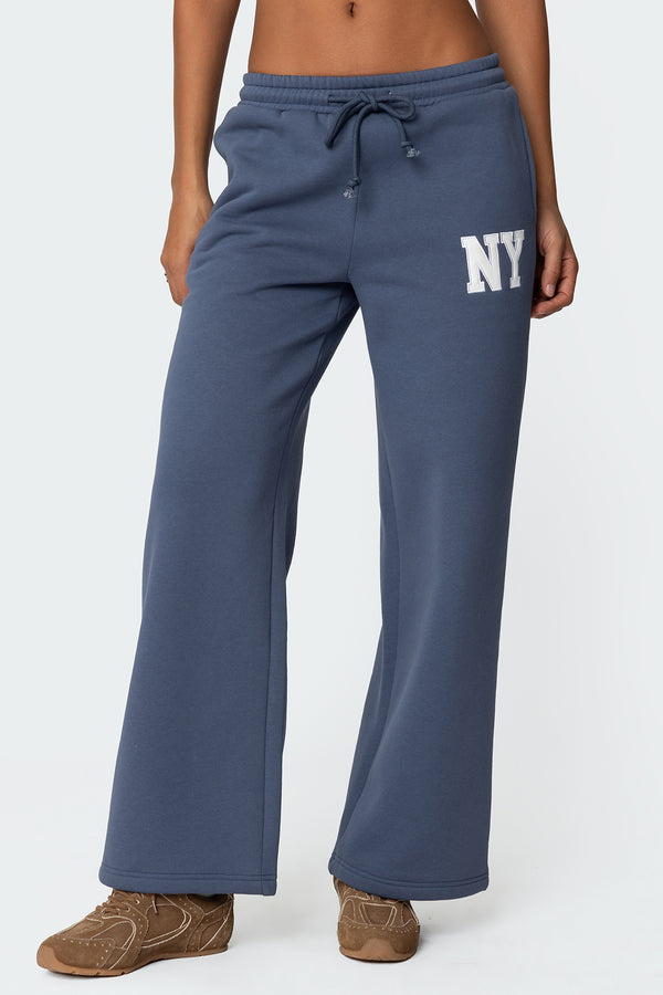 Edikted Ny Wide Leg Sweatpants Blue