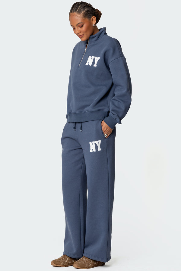 Edikted Ny Wide Leg Sweatpants Blue