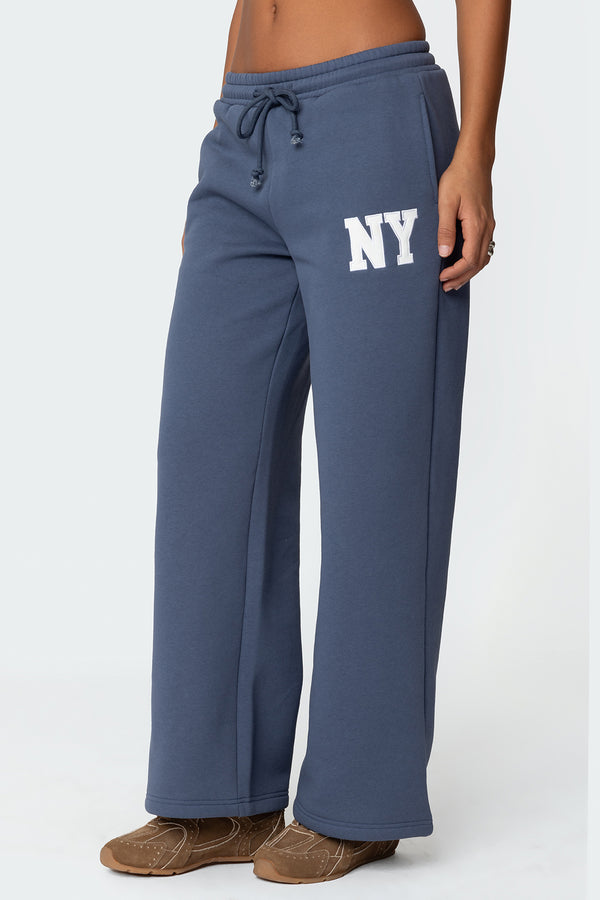 Edikted Ny Wide Leg Sweatpants Blue
