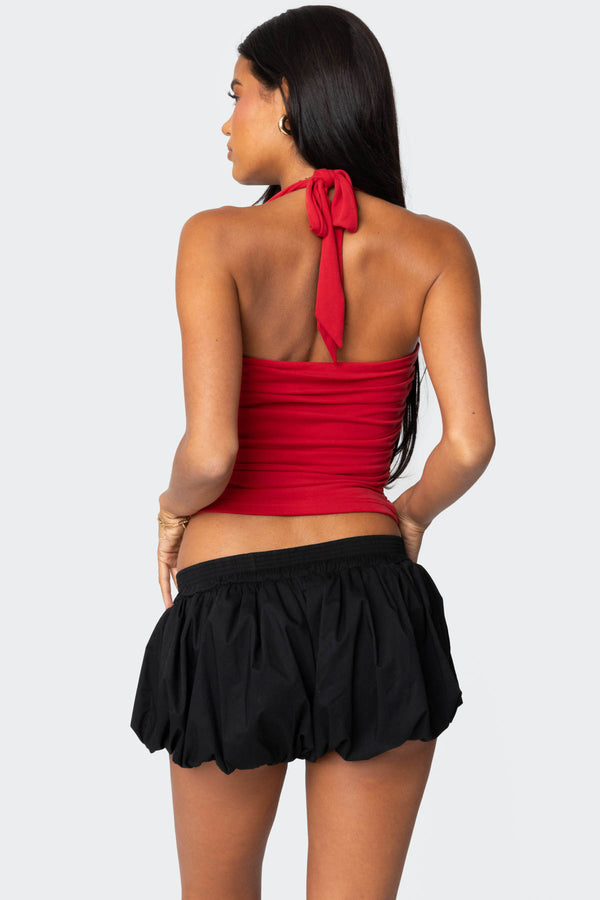 Edikted Nyrah Straight Neck Halter Top Red
