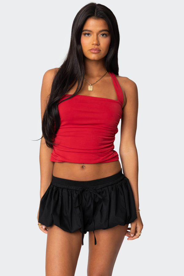 edikted Nyrah Straight Neck Halter Top red