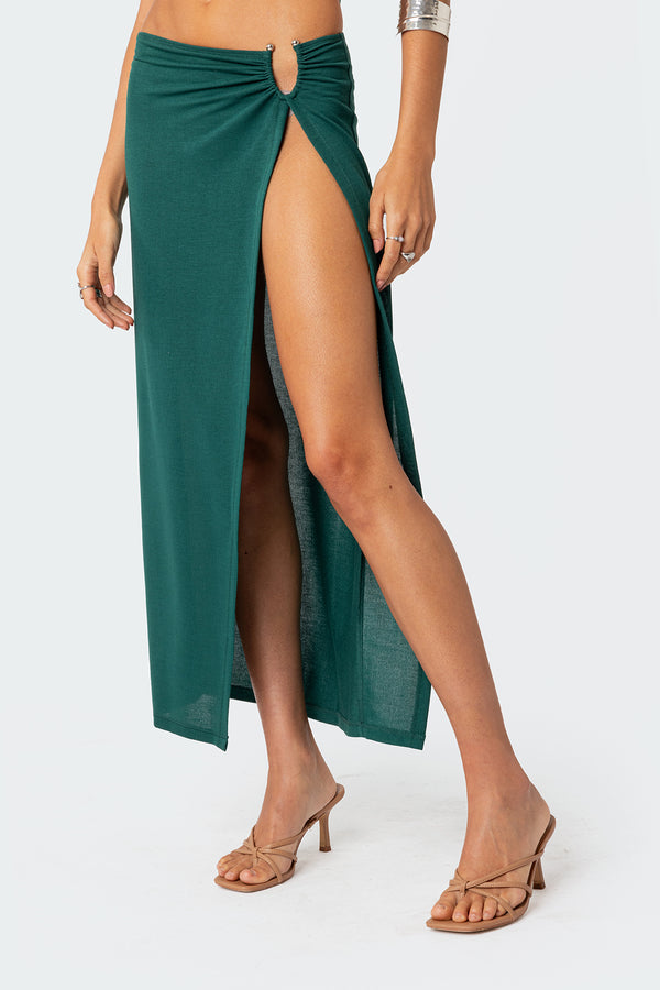 Edikted Nyssa Wrap Midi Skirt Green