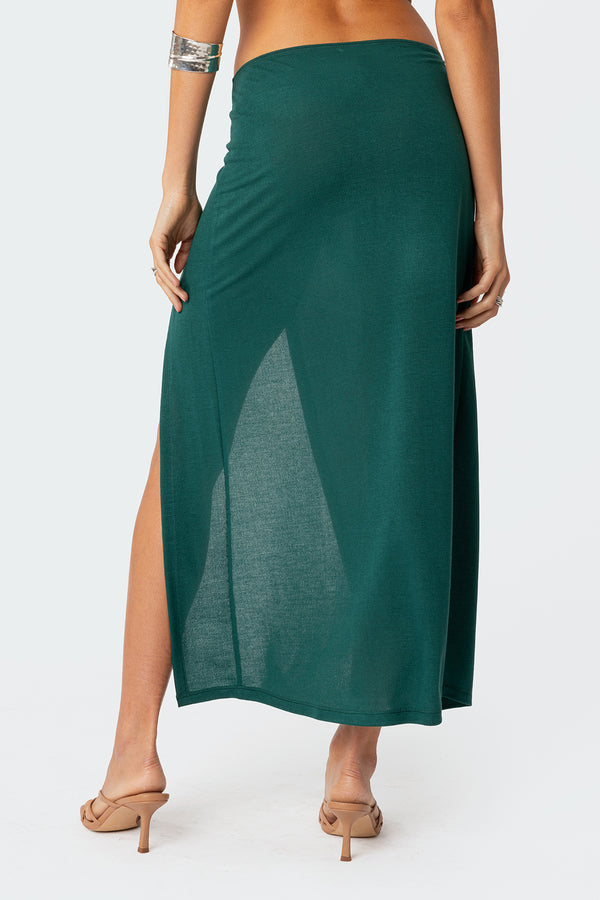 Edikted Nyssa Wrap Midi Skirt Green