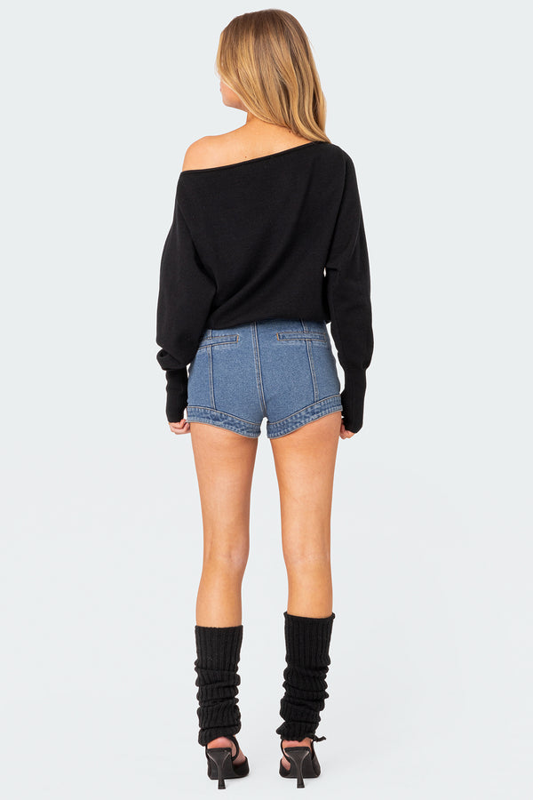 Edikted Off Shoulder Oversized Sweater Black